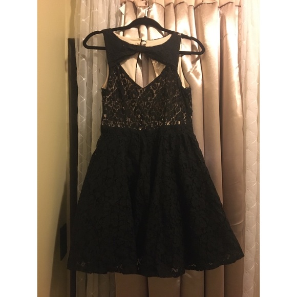 Material Girl fit and flare cutout lace dress
